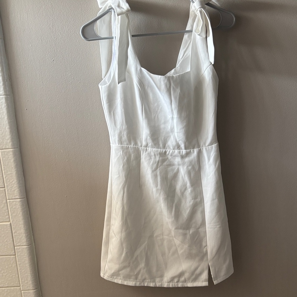 Lulu's Elegant White Mini Dress